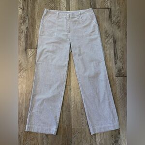 North Style White and Blue Seersucker Cotton Wide-leg Pants Women's Size 12
